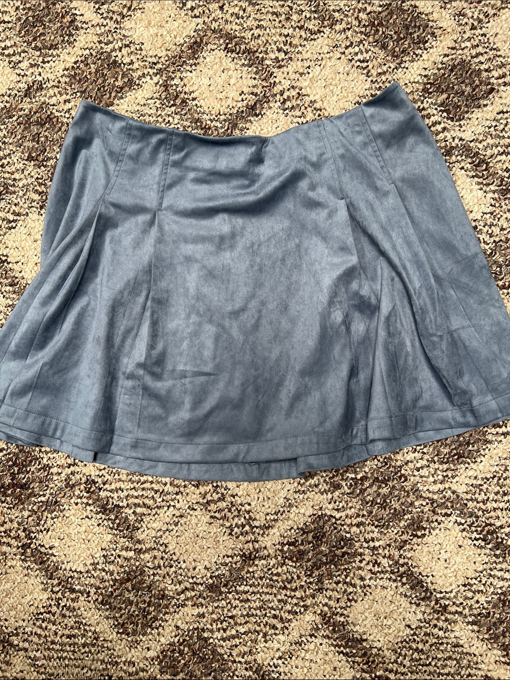Blue Faux-Suede A-Line Skirt - Women's